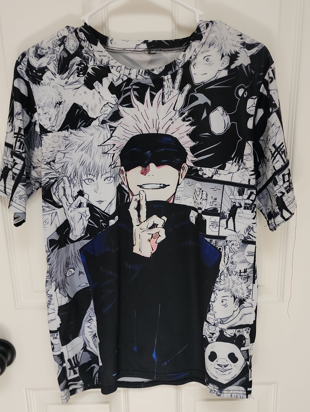 Manga Panel Graphic Tee in Black & White with Navy Accents NO SIZE TAG!!